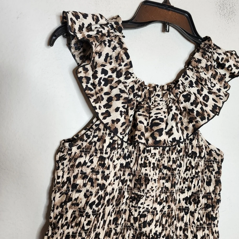 Nordstrom‎ Truly Me leopard smocked romper. Kids 14.